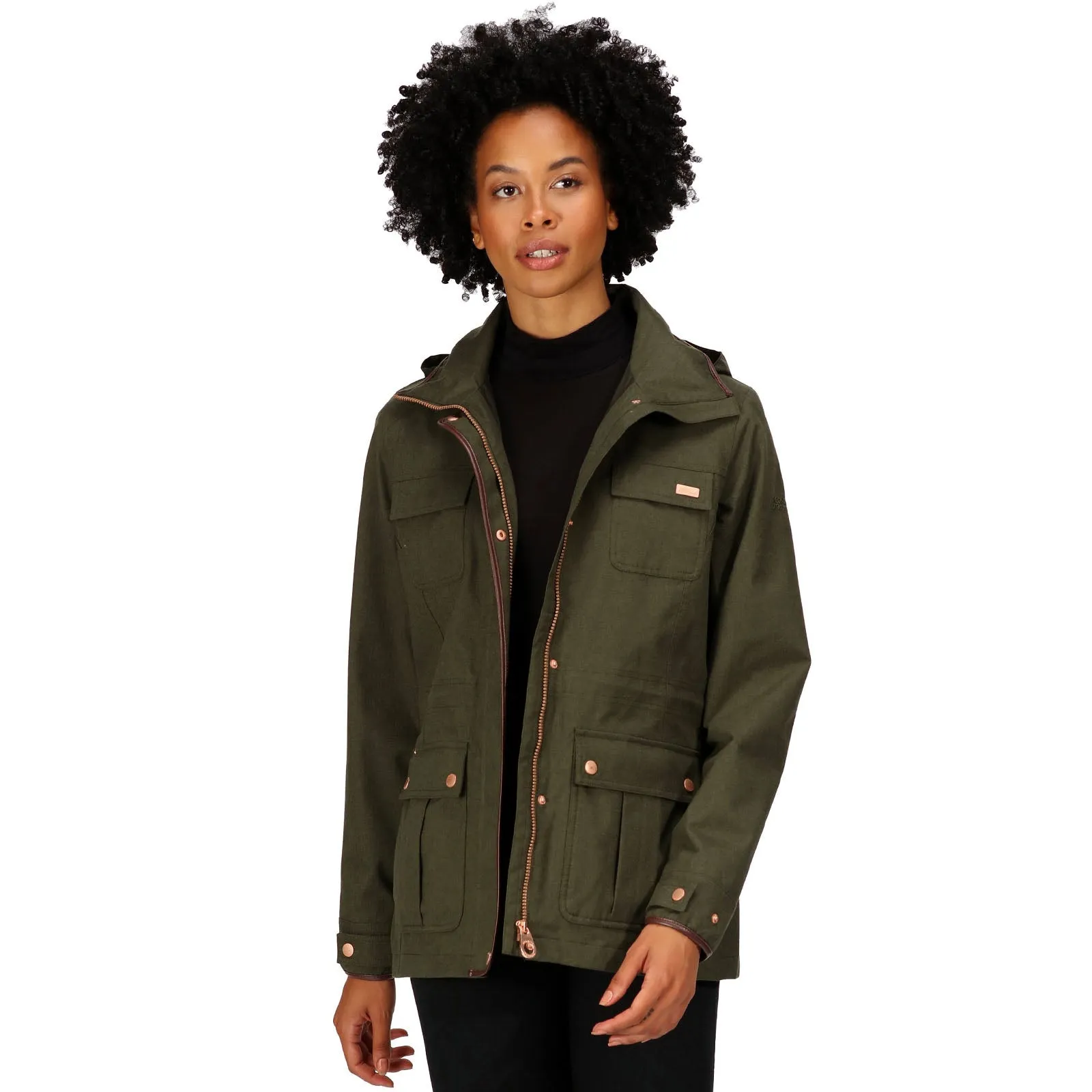 Regatta Womens Alixa Waterproof High Collar Jacket - Dark Khaki