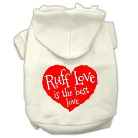 Ruff Love Screen Print Pet Hoodies Cream Size XS (8)