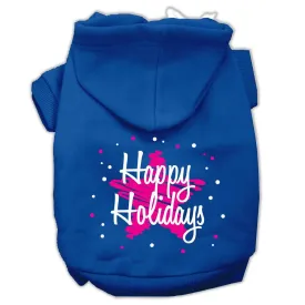 Scribble Happy Holidays Screenprint Pet Hoodies Blue Size M (12)