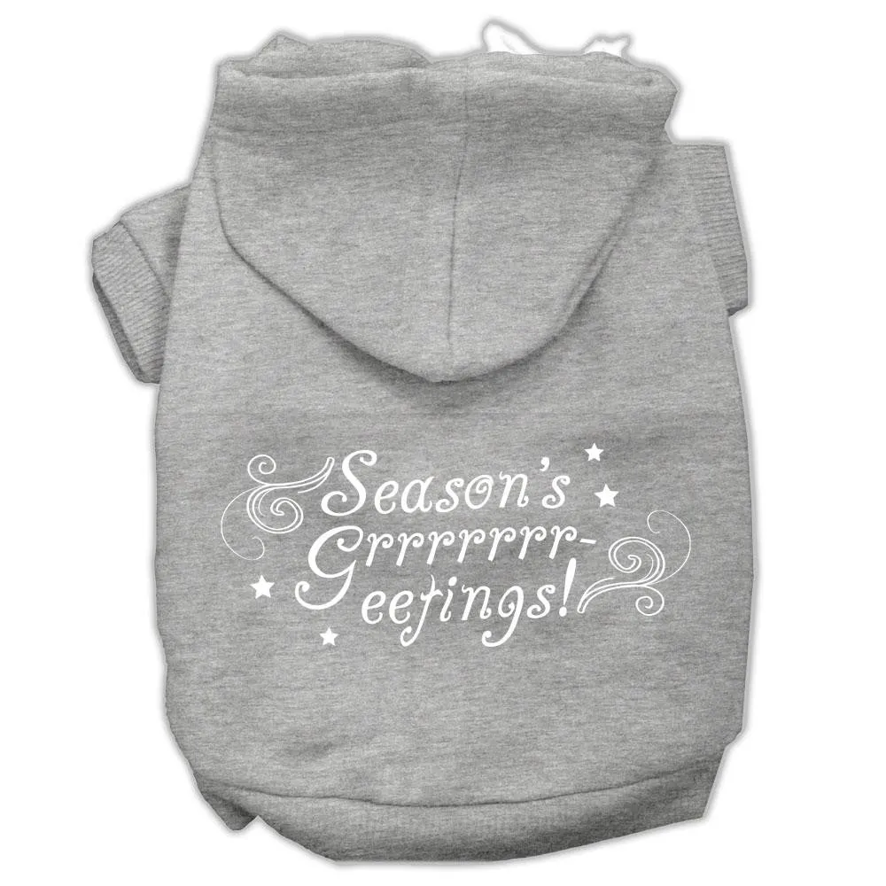 Seasons Greetings Screen Print Pet Hoodies Grey Size Xs (8)