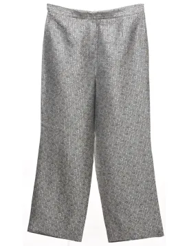 Silver Metallic Patterned Trousers - W33 L29