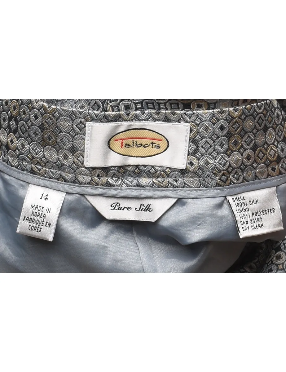 Silver Metallic Patterned Trousers - W33 L29