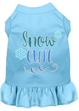 Snow Cute Screen Print Dog Dress Baby Blue 4x