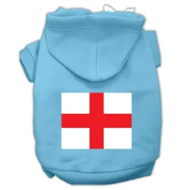 St. George's Cross (english Flag) Screen Print Pet Hoodies Baby Blue Size Lg (14)