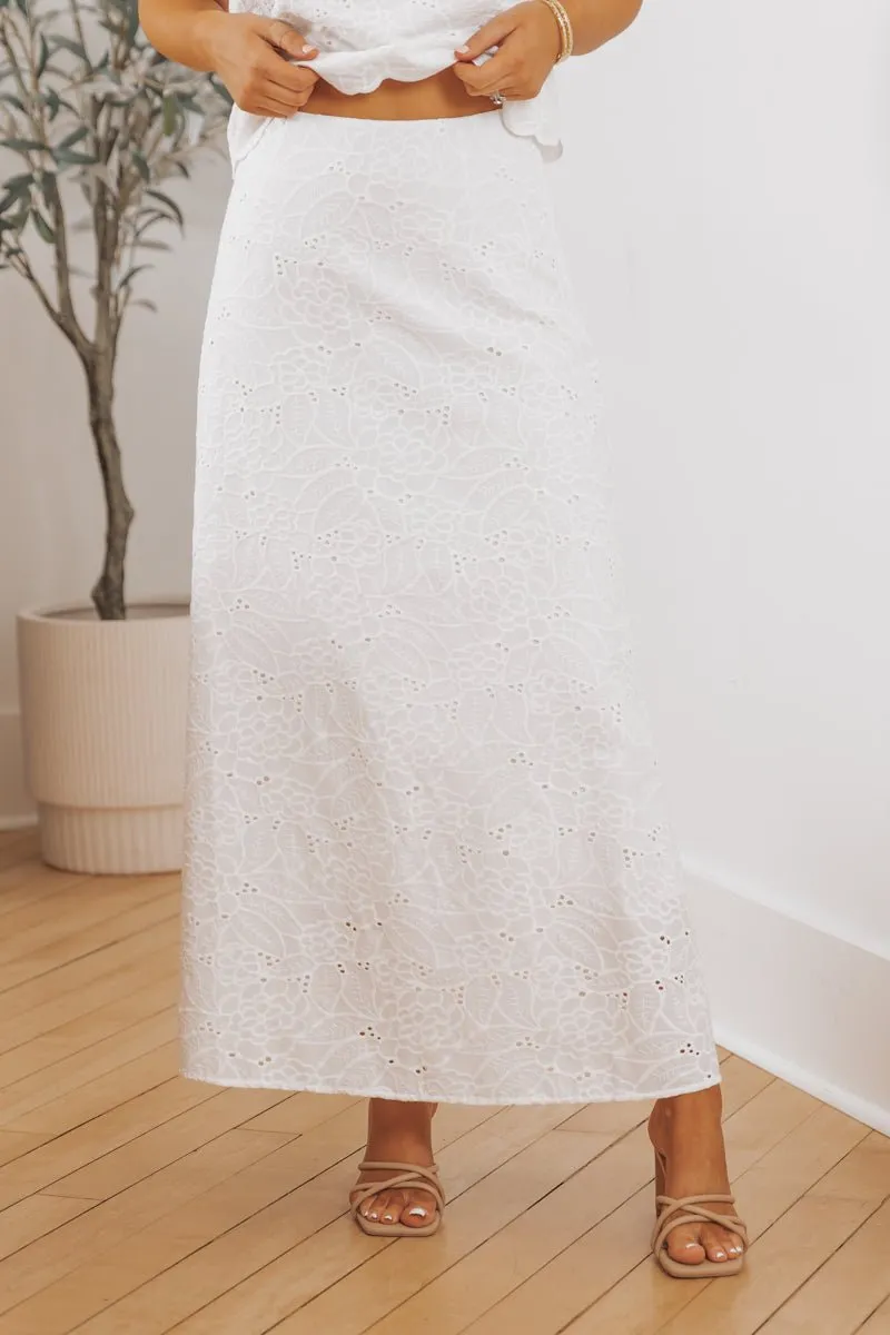 Steve Madden Amalia White Eyelet Maxi Skirt - FINAL SALE