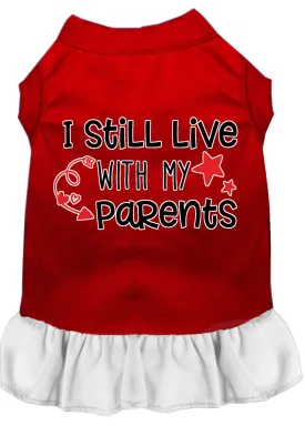 Still Live With My Parents Screen Print Dog Dress Red With White Xl (16)