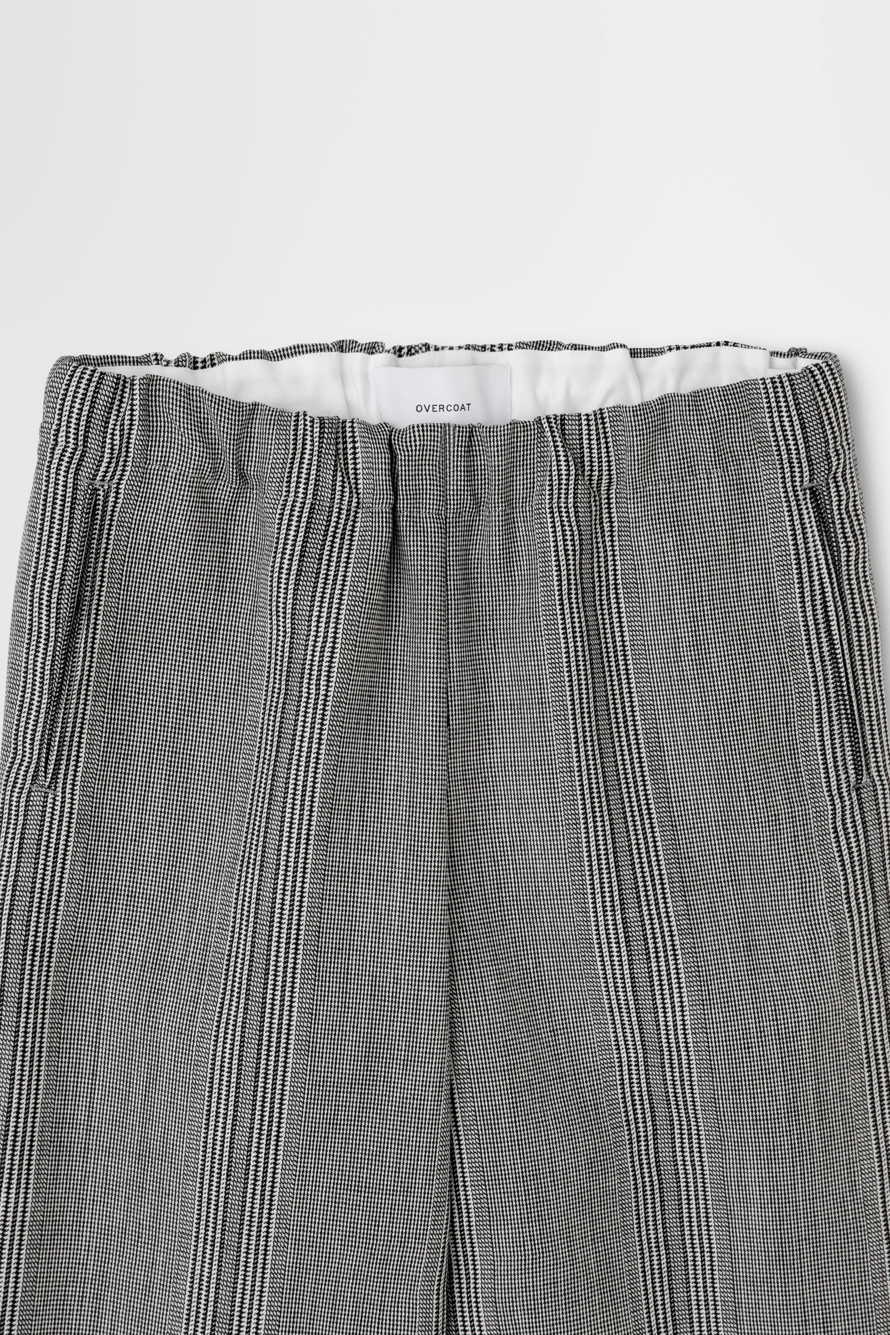 Striped Wool Wide-leg DrawstringTrouser in White x Black Stripes