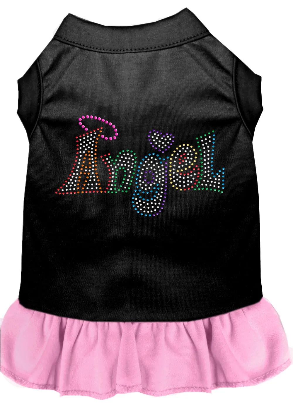 Technicolor Angel Rhinestone Pet Dress Black With Light Pink Med (12)