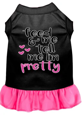 Tell Me I'm Pretty Screen Print Dog Dress Black With Bright Pink Xs (8)