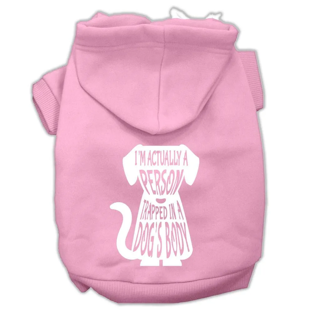 Trapped Screen Print Pet Hoodies Light Pink Size Lg (14)