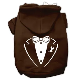 Tuxedo Screen Print Pet Hoodies Brown Size Med (12)