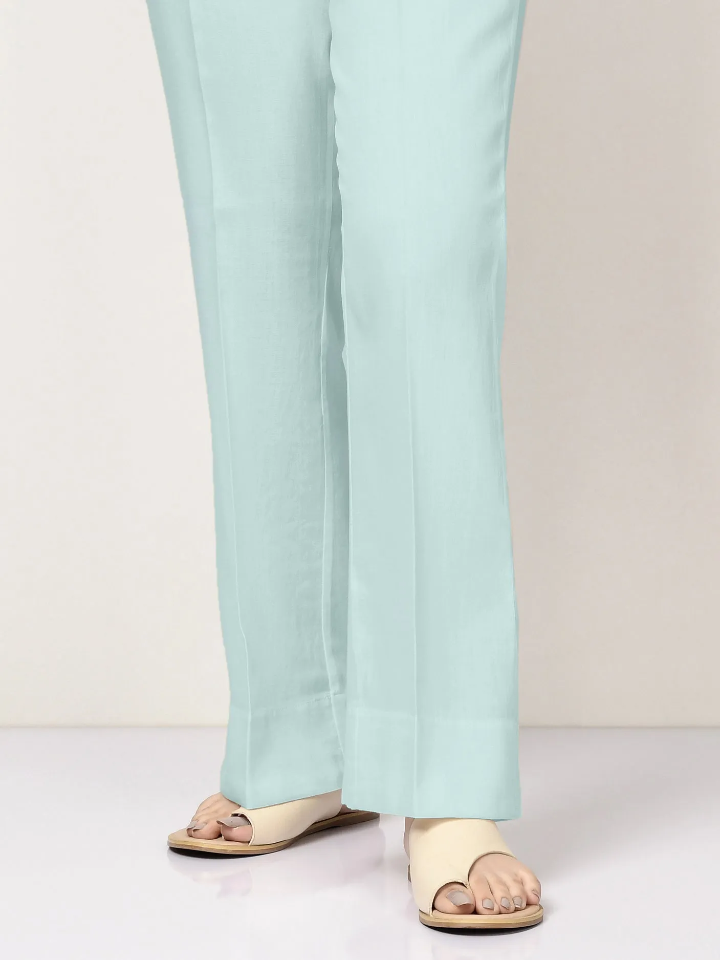 Unstitched Cambric Trouser -Aqua