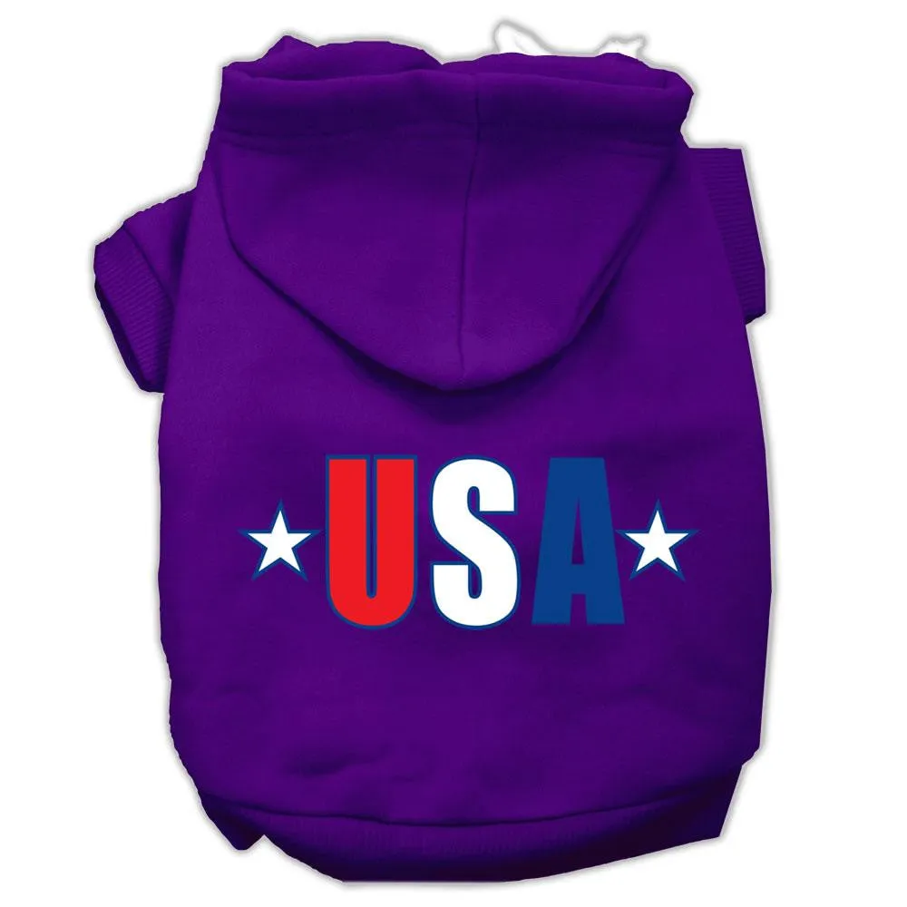 Usa Star Screen Print Pet Hoodies Purple Size Med (12)