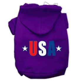 USA Star Screen Print Pet Hoodies Purple Size XXXL (20)