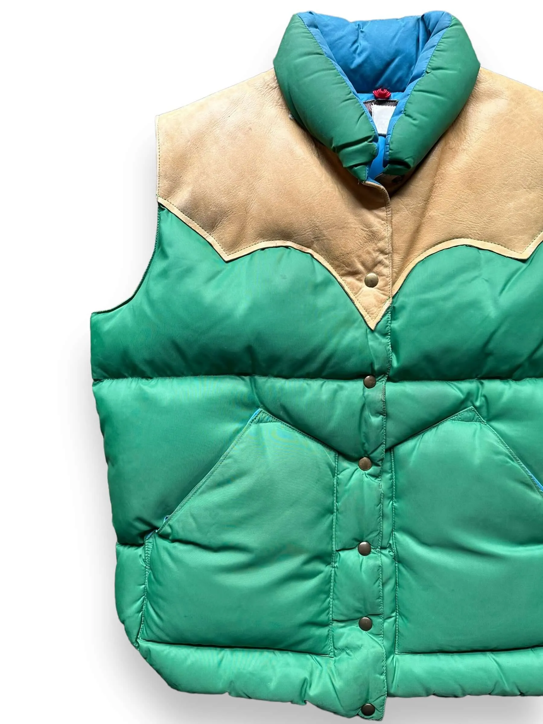 Vintage Rocky Mountain Featherbed Green and Blue Down Vest SZ XL