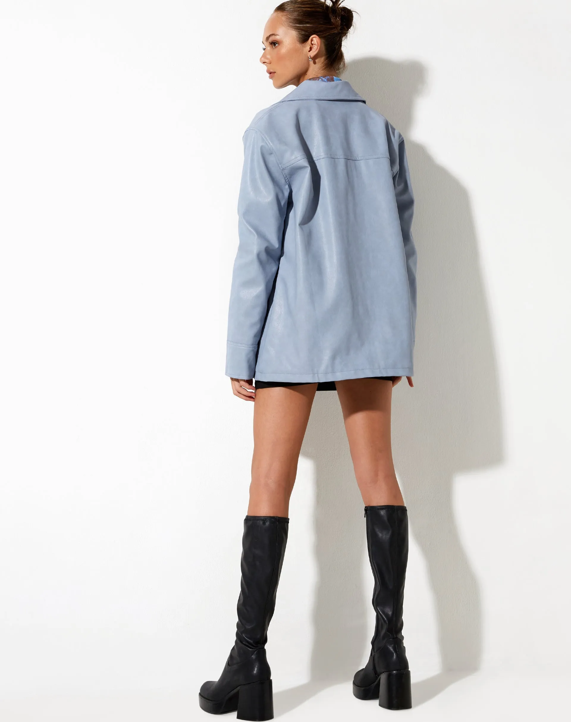 Walta Jacket in PU Powder Blue