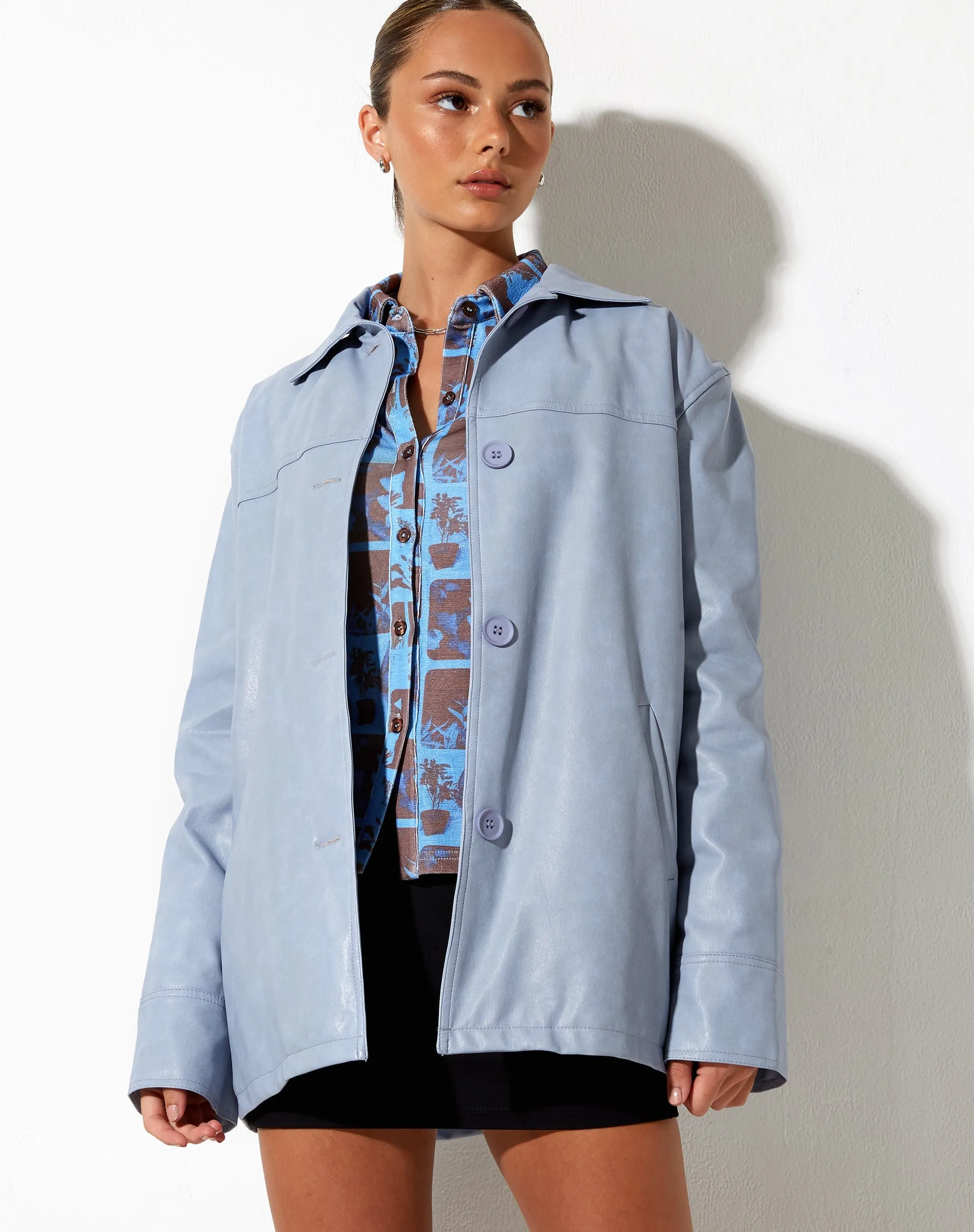 Walta Jacket in PU Powder Blue