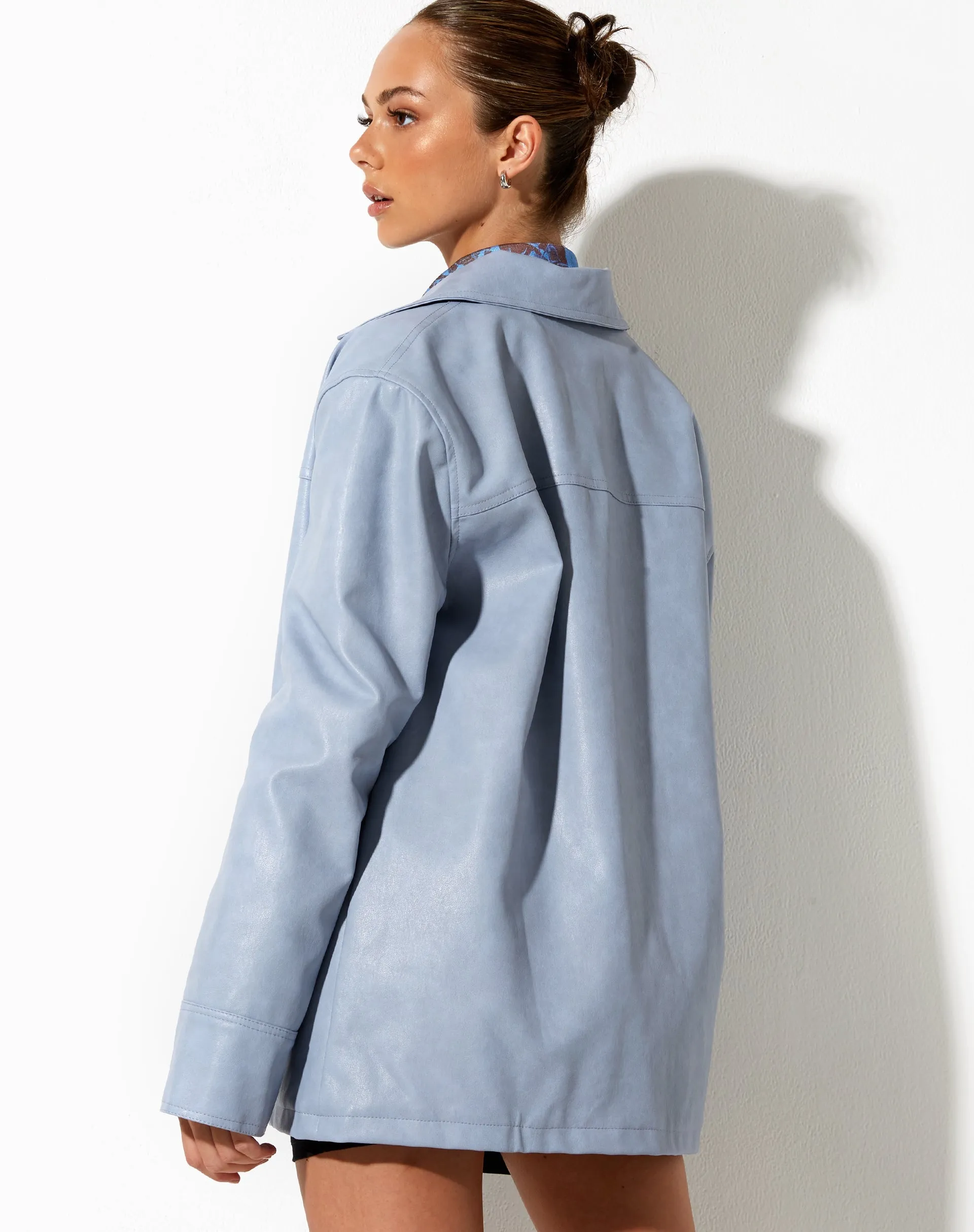 Walta Jacket in PU Powder Blue