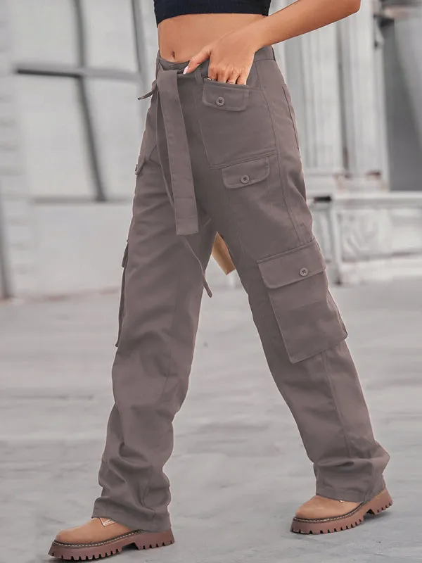 Women's Cargo Trousers With Belt And Side Pockets