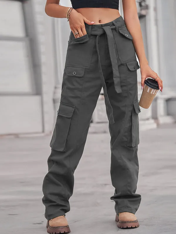 Women's Cargo Trousers With Belt And Side Pockets