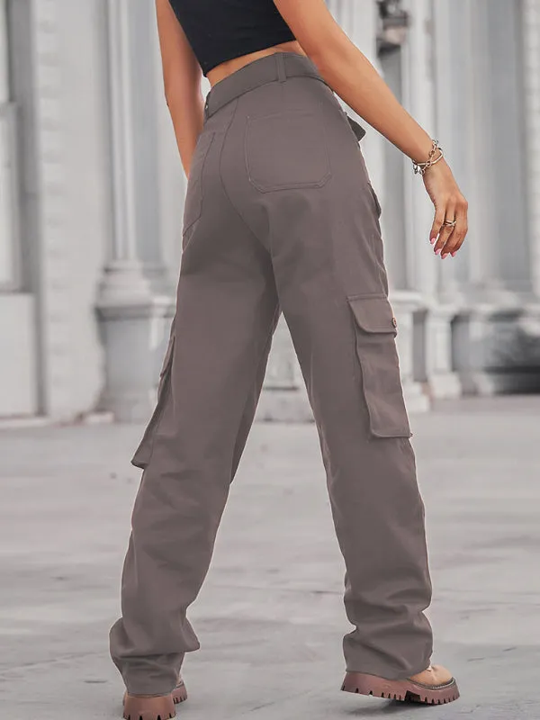 Women's Cargo Trousers With Belt And Side Pockets