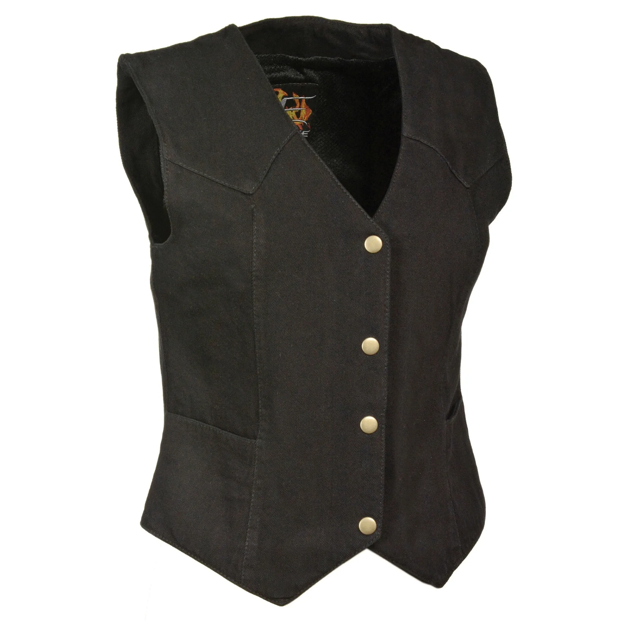 Women’s Plain Side 3 Snap Front Denim Vest