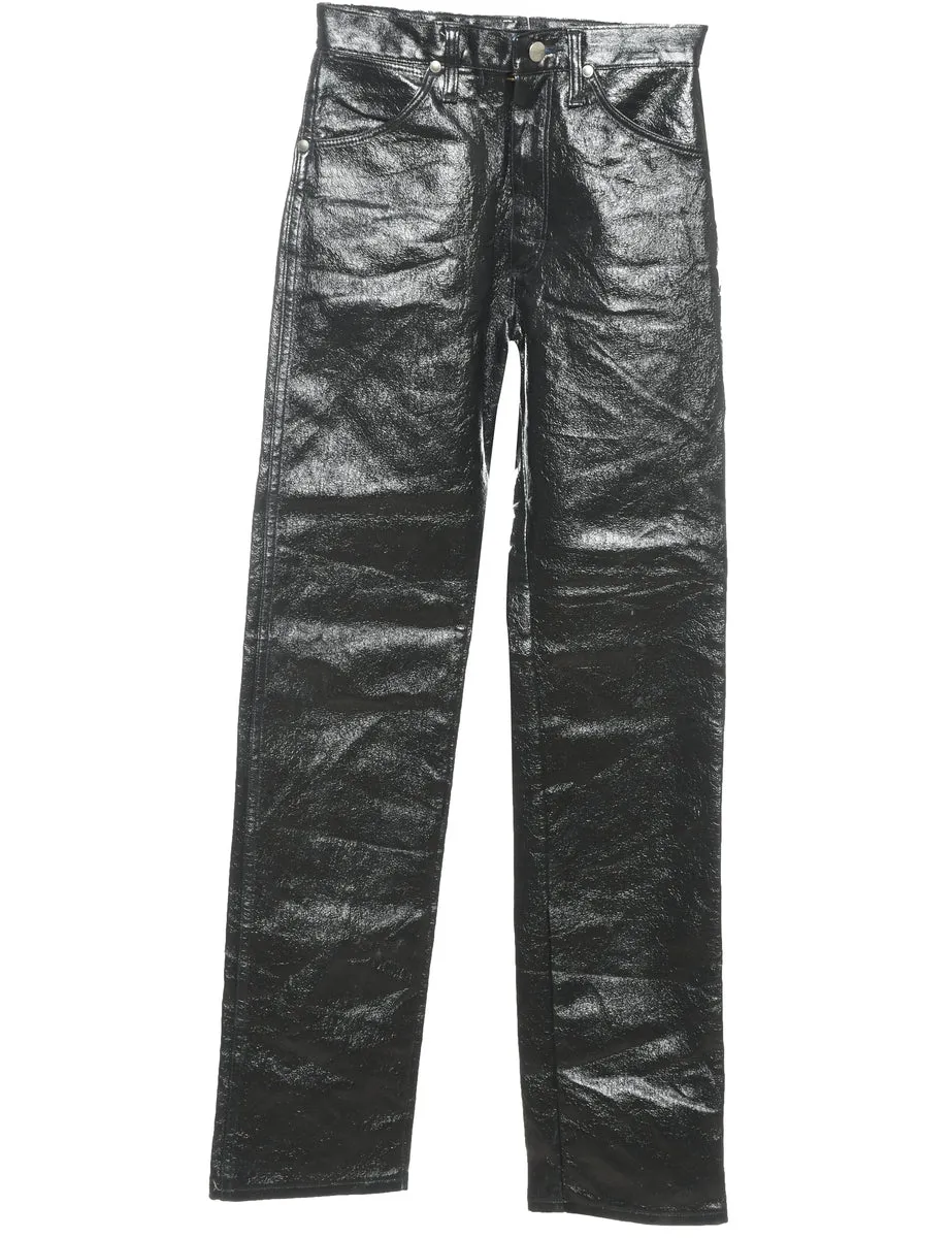 Wrangler Black Faux Leather Trousers - W26 L33