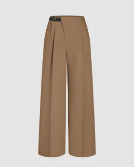 Wrapped Pleated Brown Trouser Without Belt