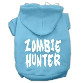 Zombie Hunter Screen Print Pet Hoodies Baby Blue Size S (10)